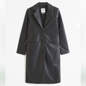Abercrombie & Fitch Vegan Leather Long-Length Coat Size Small